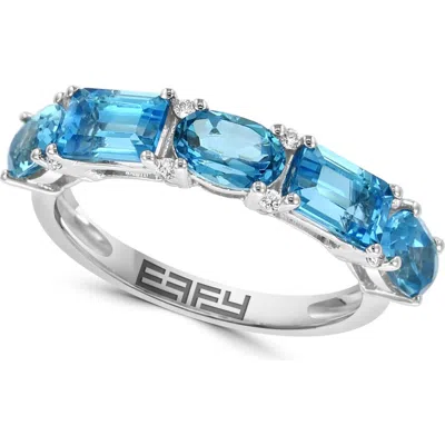Effy Diamond & Blue Topaz Band Ring