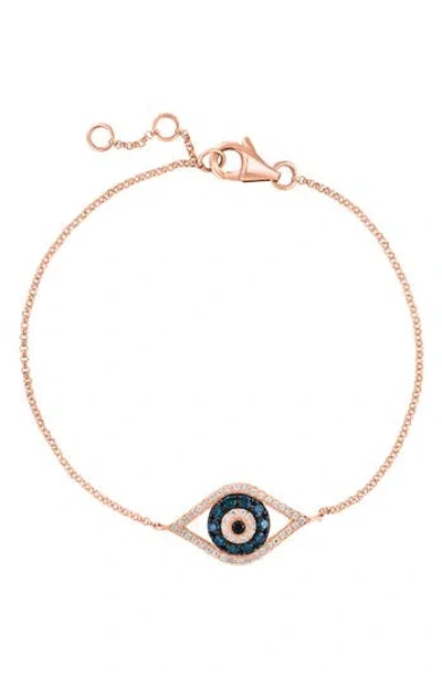 Effy Diamond & Blue Topaz Evil Eye Charm Bracelet