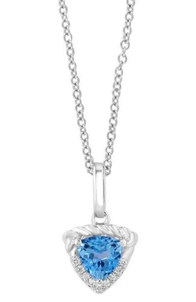 Effy Diamond & Blue Topaz Pendant Necklace In Metallic