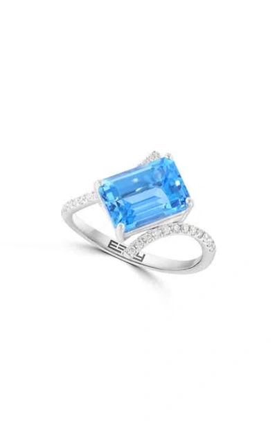 Effy Diamond & Blue Topaz Ring In Metallic