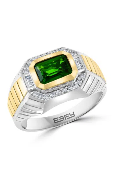 Effy Diamond & Chrome Diopside Statement Ring In Sterling Silver In Multi