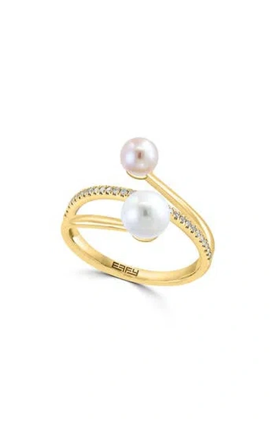 Effy Diamond & Cultured Pearl Crossover Ring In Gold