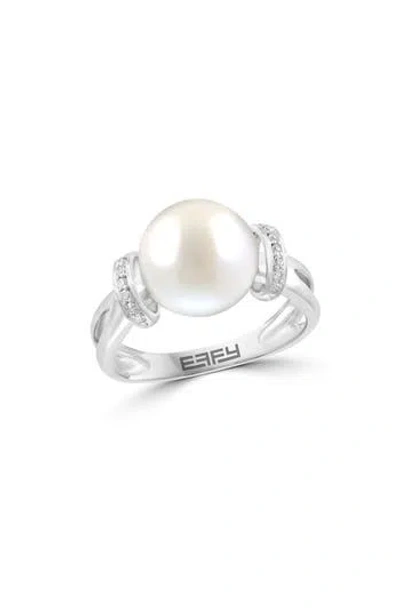 Effy Diamond & Cultured Pearl Ring In Metallic