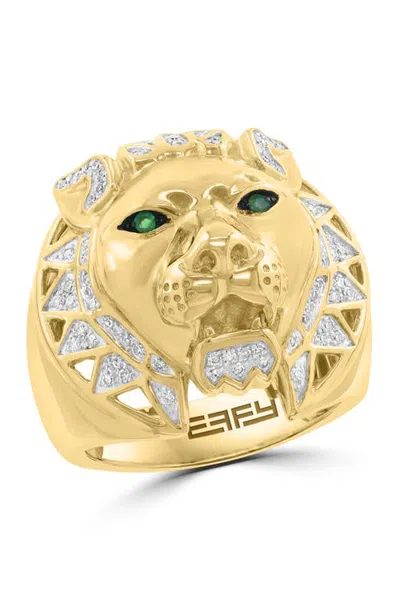 Effy Diamond & Emerald Statement Ring In Gold-plated Sterling Silver In Multi