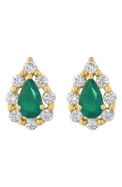 Effy Diamond & Emerald Stud Earrings In Green