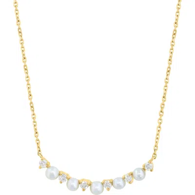 Effy Diamond & Freshwater Pearl Curved Bar Pendant Necklace In Multi