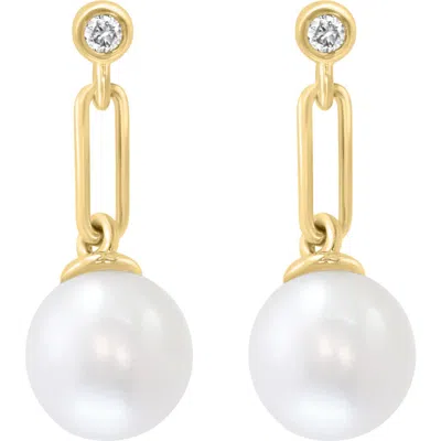 Effy Diamond & Freshwater Pearl Drop Earrings In Neutral