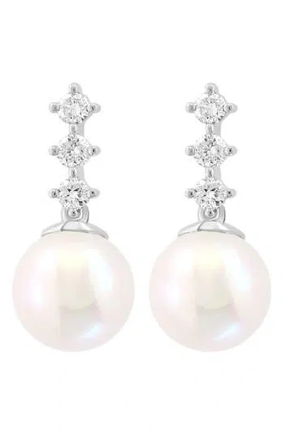 Effy Diamond & Freshwater Pearl Drop Earrings In White