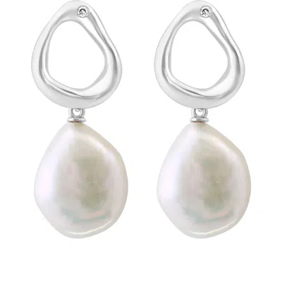 Effy Diamond & Freshwater Pearl Drop Earrings In White