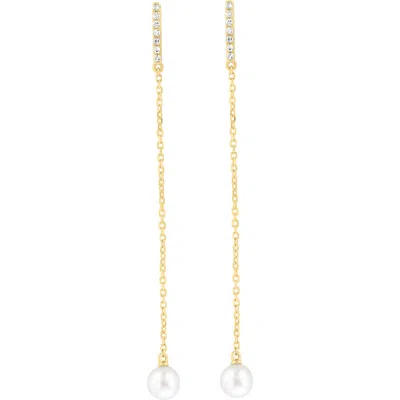 Effy Diamond & Freshwater Pearl Drop Earrings In Gold