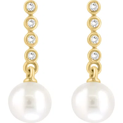 Effy Diamond & Freshwater Pearl Drop Earrings In Gold