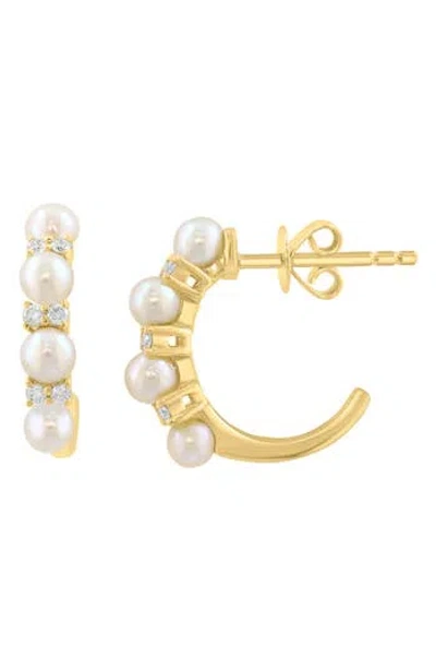 Effy Diamond & Freshwater Pearl Hoop Earrings In Gold