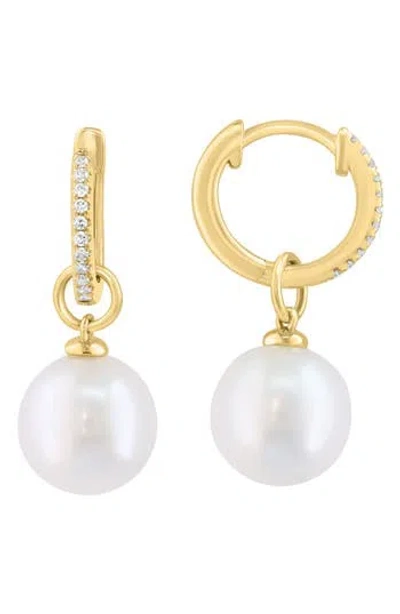 Effy Diamond & Freshwater Pearl Huggie Earrings In White