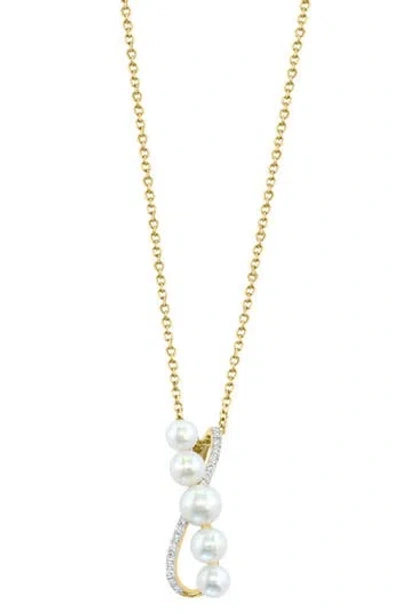 Effy Diamond & Freshwater Pearl Pendant Necklace In Gold