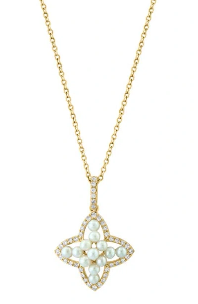 Effy Diamond & Freshwater Pearl Pendant Necklace In Gold