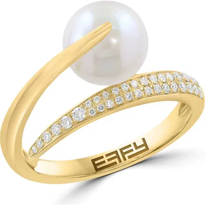 Effy Diamond & Freshwater Pearl Ring In Gold