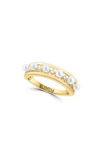 Effy Diamond & Freshwater Pearl Ring In Gold