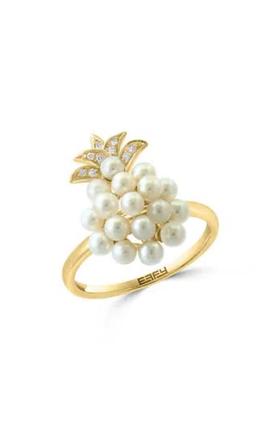 Effy Diamond & Freshwater Pearl Ring In Gold