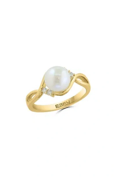 Effy Diamond & Freshwater Pearl Ring In Gold