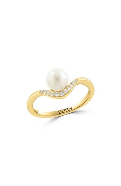 Effy Diamond & Freshwater Pearl Ring In Gold