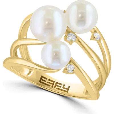 Effy Diamond & Freshwater Pearl Ring In White