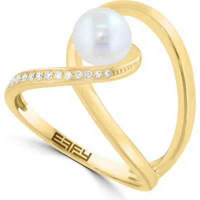 Effy Diamond & Freshwater Pearl Ring In Gold