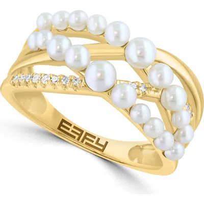 Effy Diamond & Freshwater Pearl Ring In Gold