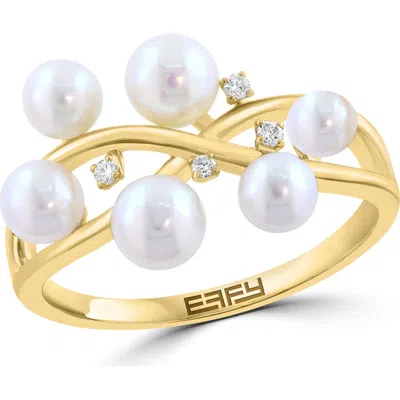 Effy Diamond & Freshwater Pearl Ring In Gold