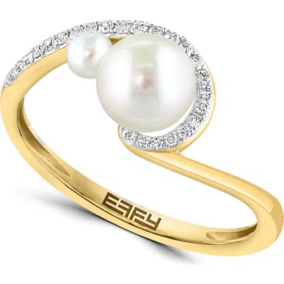 Effy Diamond & Freshwater Pearl Ring In White