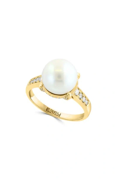Effy Diamond & Freshwater Pearl Ring In Gold
