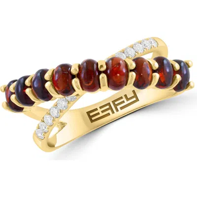 Effy Diamond & Garnet Crisscrossing Band Ring In Pink