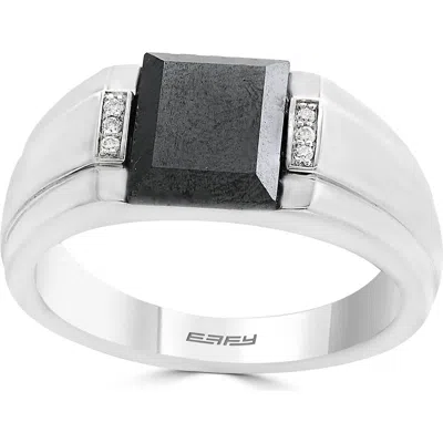 Effy Diamond & Hematite Signet Ring In Sterling Silver In Multi