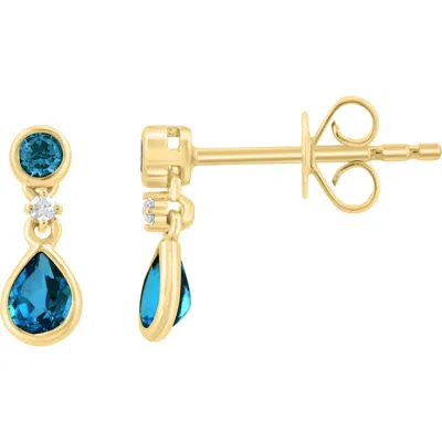 Effy Diamond & London Blue Topaz Drop Earrings