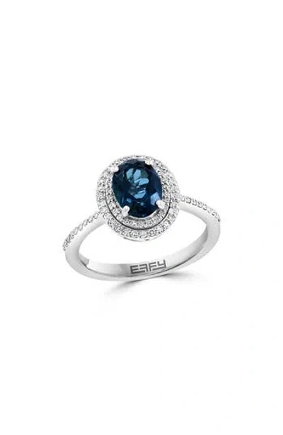 Effy Diamond & London Blue Topaz Ring In Metallic