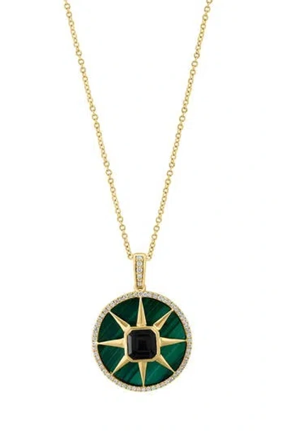 Effy Diamond & Malachite Pendant Necklace In Multi