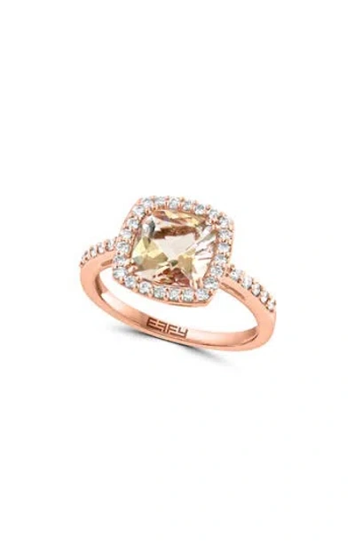 Effy Diamond & Morganite Cushion Ring In Green