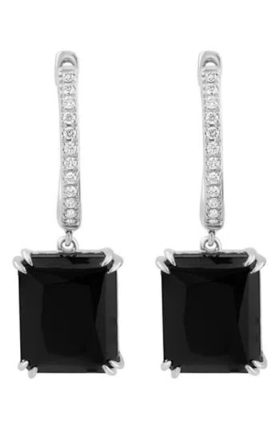 Effy Diamond & Onyx Drop Earrings In Silver
