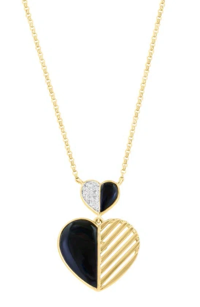 Effy Diamond & Onyx Heart Pendant Necklace In Gold