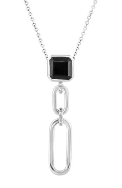 Effy Diamond & Onyx Pendant Necklace In Metallic