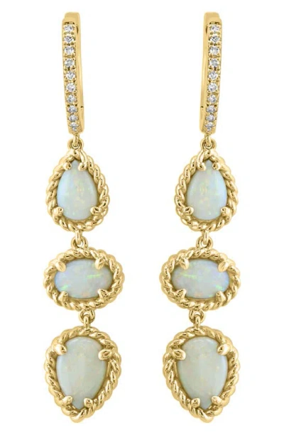 Effy Diamond & Opal Drop Earrings In Yellow