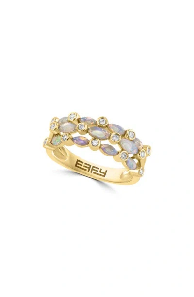 Effy Diamond & Opal Stacked Ring In Yellow
