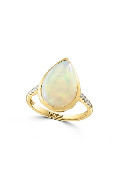 Effy Diamond & Opal Teardrop Ring In Gold