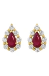Effy Diamond & Ruby Stud Earrings In Red