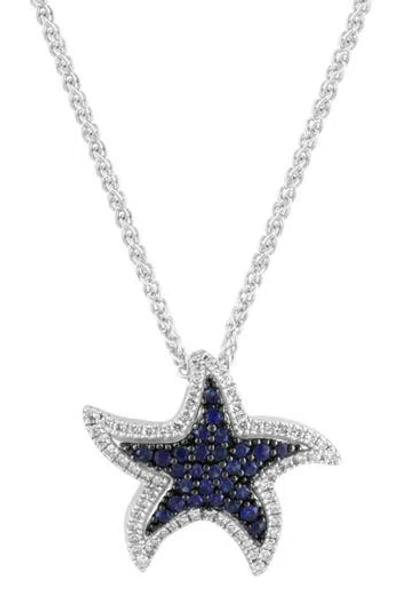Effy Diamond & Sapphire Pendant Necklace In Blue
