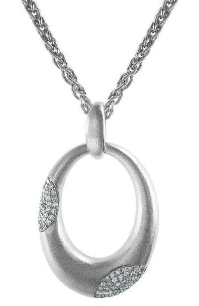 Effy Diamond & Sterling Silver Oval Pendant Necklace In Metallic