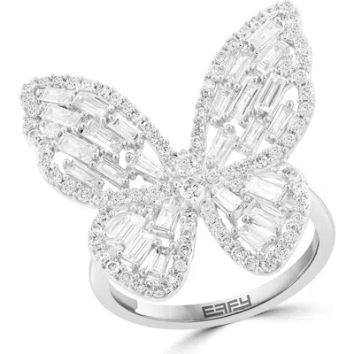 Effy Diamond Butterfly Ring In 14k White And Yellow Gold In Metallic