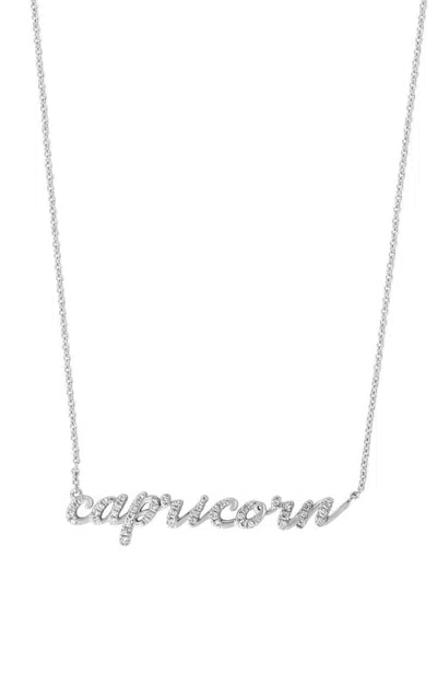 Effy Diamond Capricorn Zodiac Necklace In Sterling Silver In Metallic Silver
