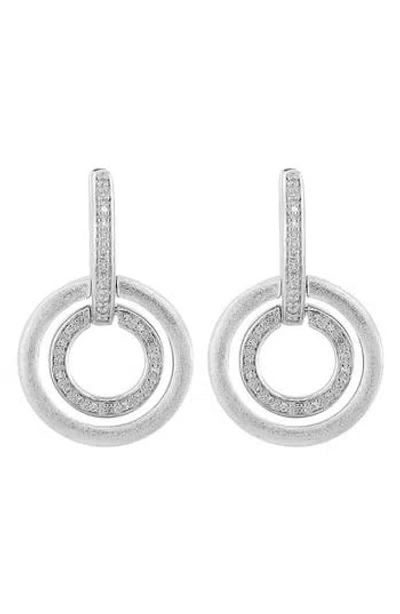 Effy Diamond Circle Drop Huggie Hoop Earrings In Silver