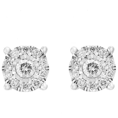 Effy Diamond Cluster Stud Earrings In Silver