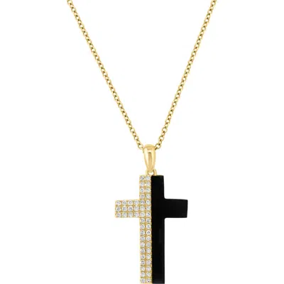 Effy Diamond Cross Pendant Necklace In Black